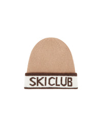 Bonnet à revers Ski Club en cachemire - Camel