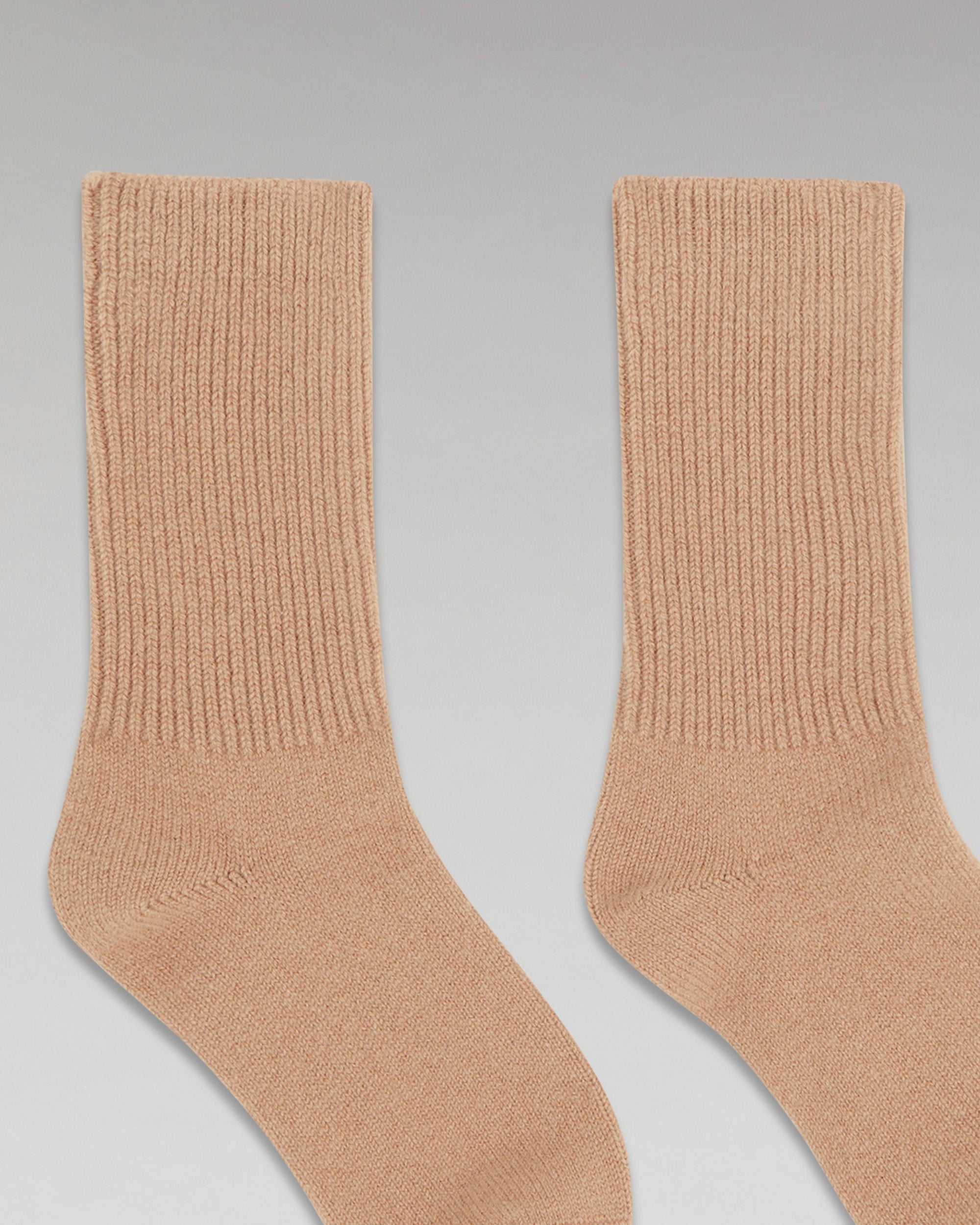 ZZ HORS LIGNE Chaussettes mi-hautes à côtes en cachemire - Camel