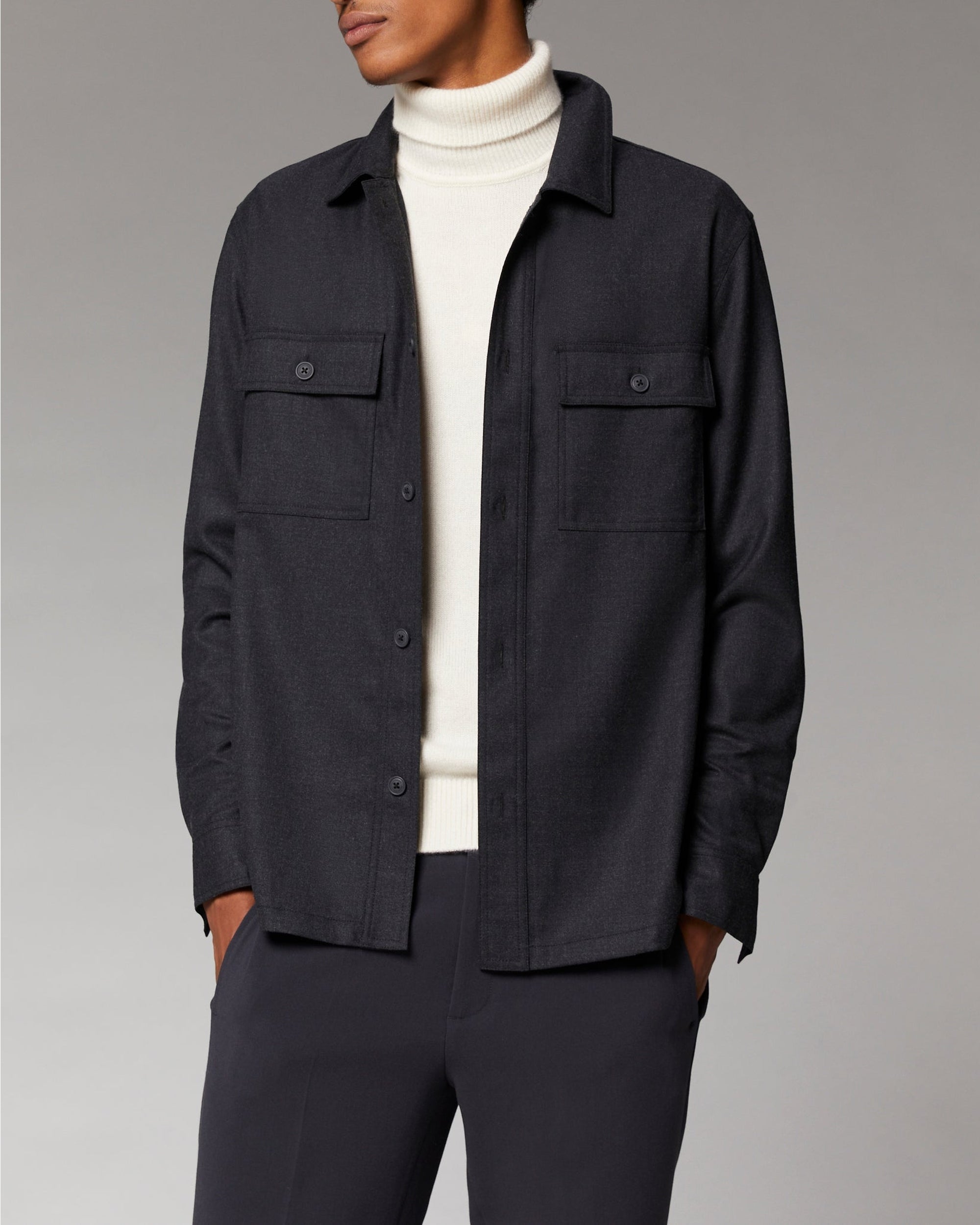 Chemise à poches en laine - Anthracite