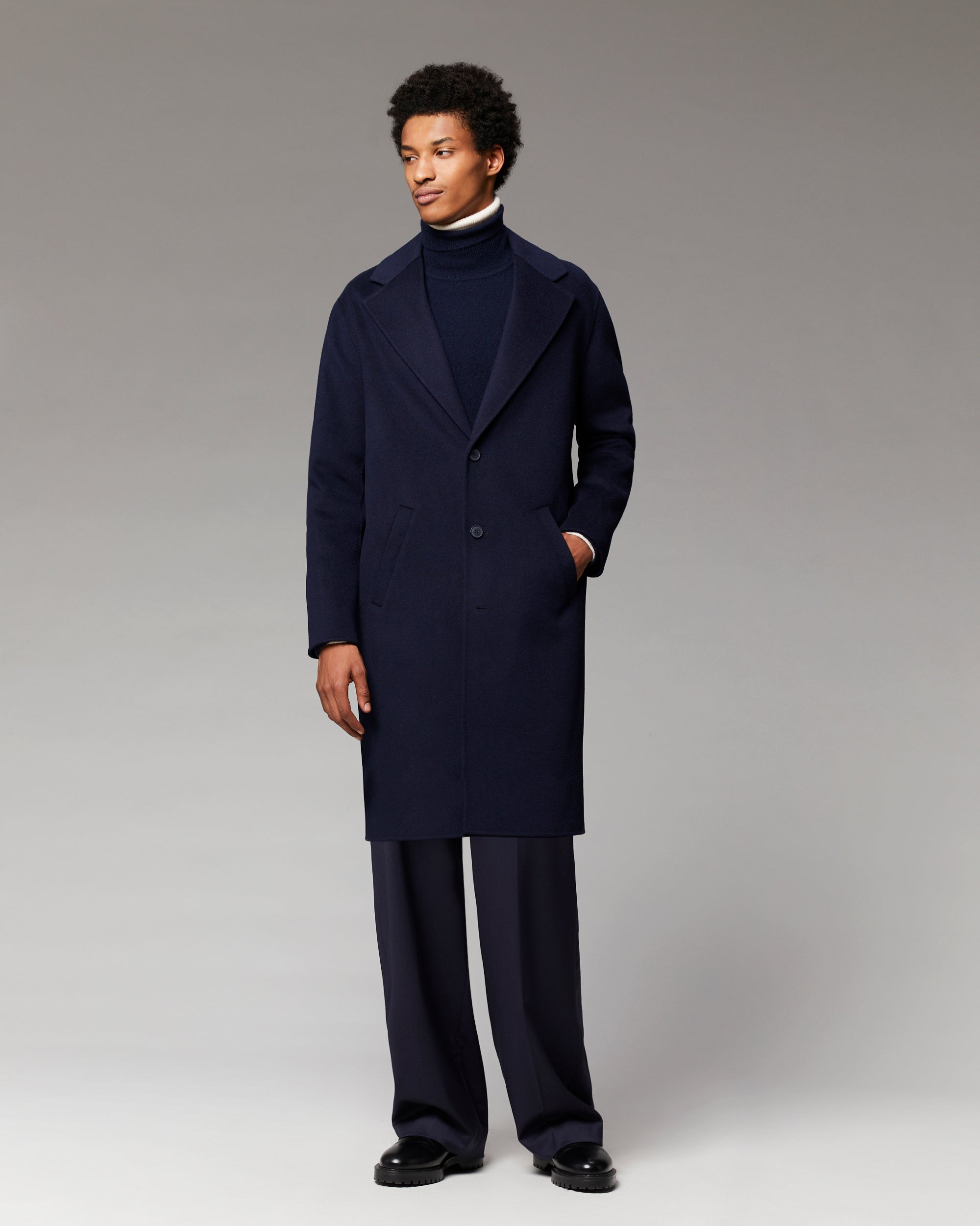 NAVY / NEW / QTY : 1 / Outerwear Manteau Long Double Face - Navy