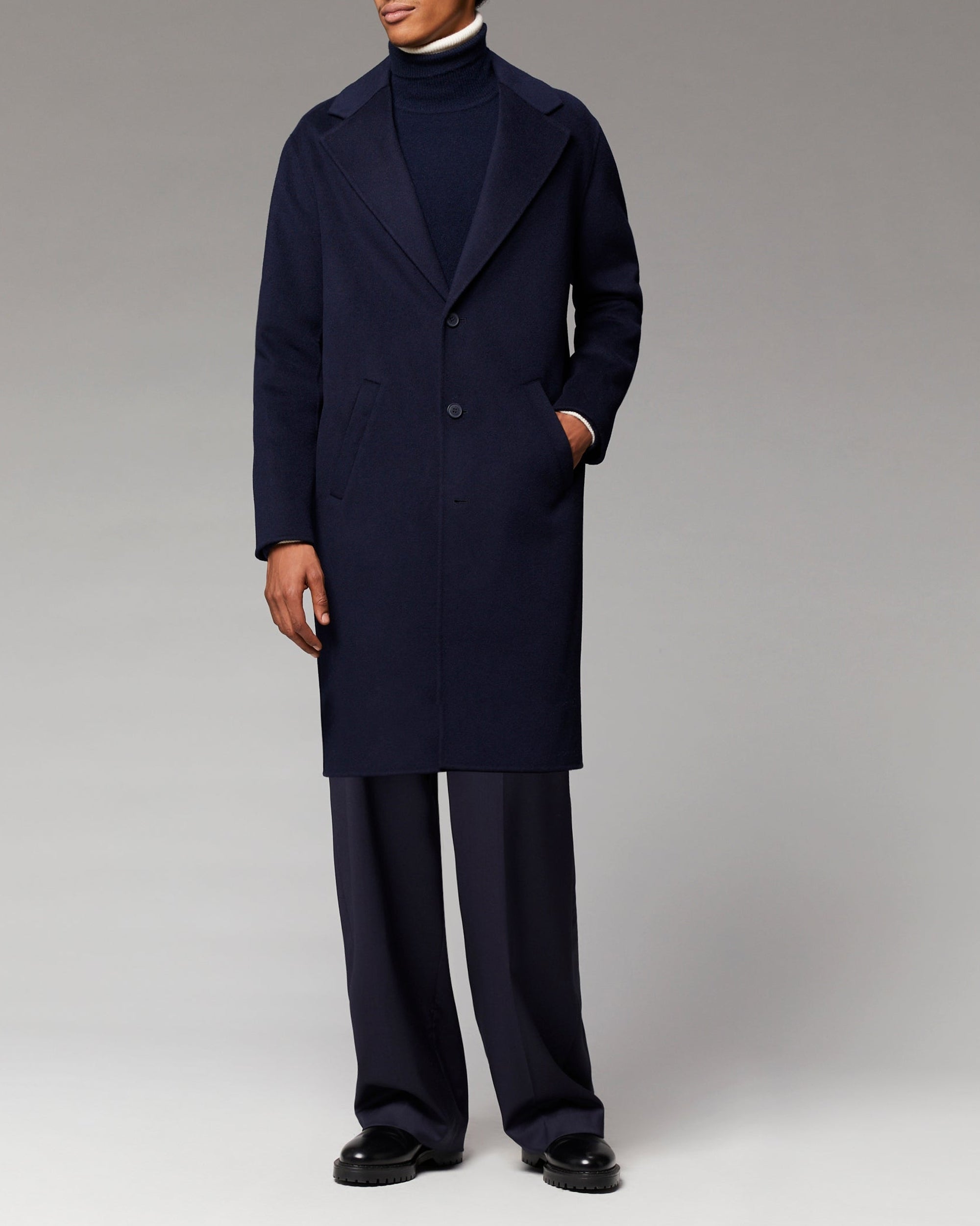 Long double-faced wool coat - Navy