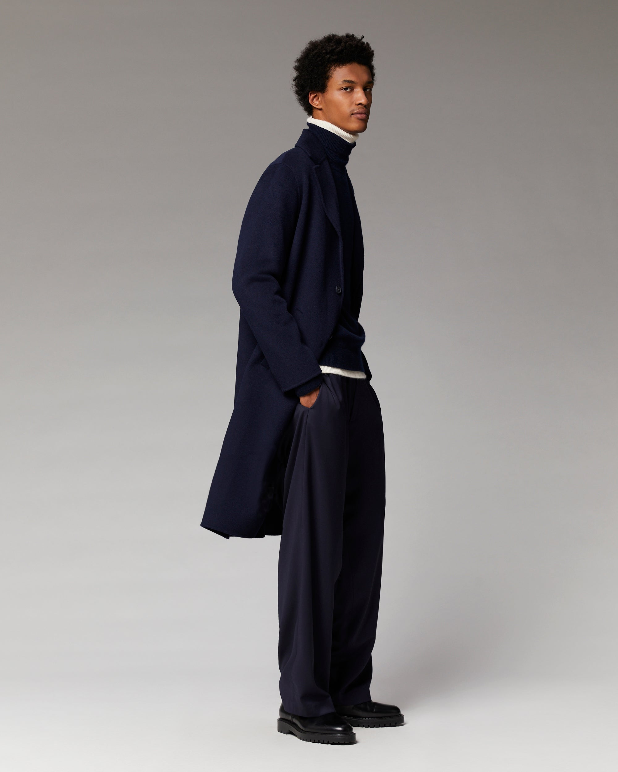 NAVY / NEW / QTY : 1 / Outerwear Manteau Long Double Face - Navy