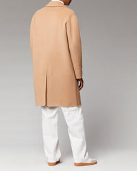 Manteau long double face en laine - Camel