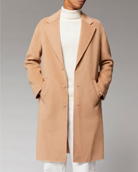 Manteau long double face en laine - Camel