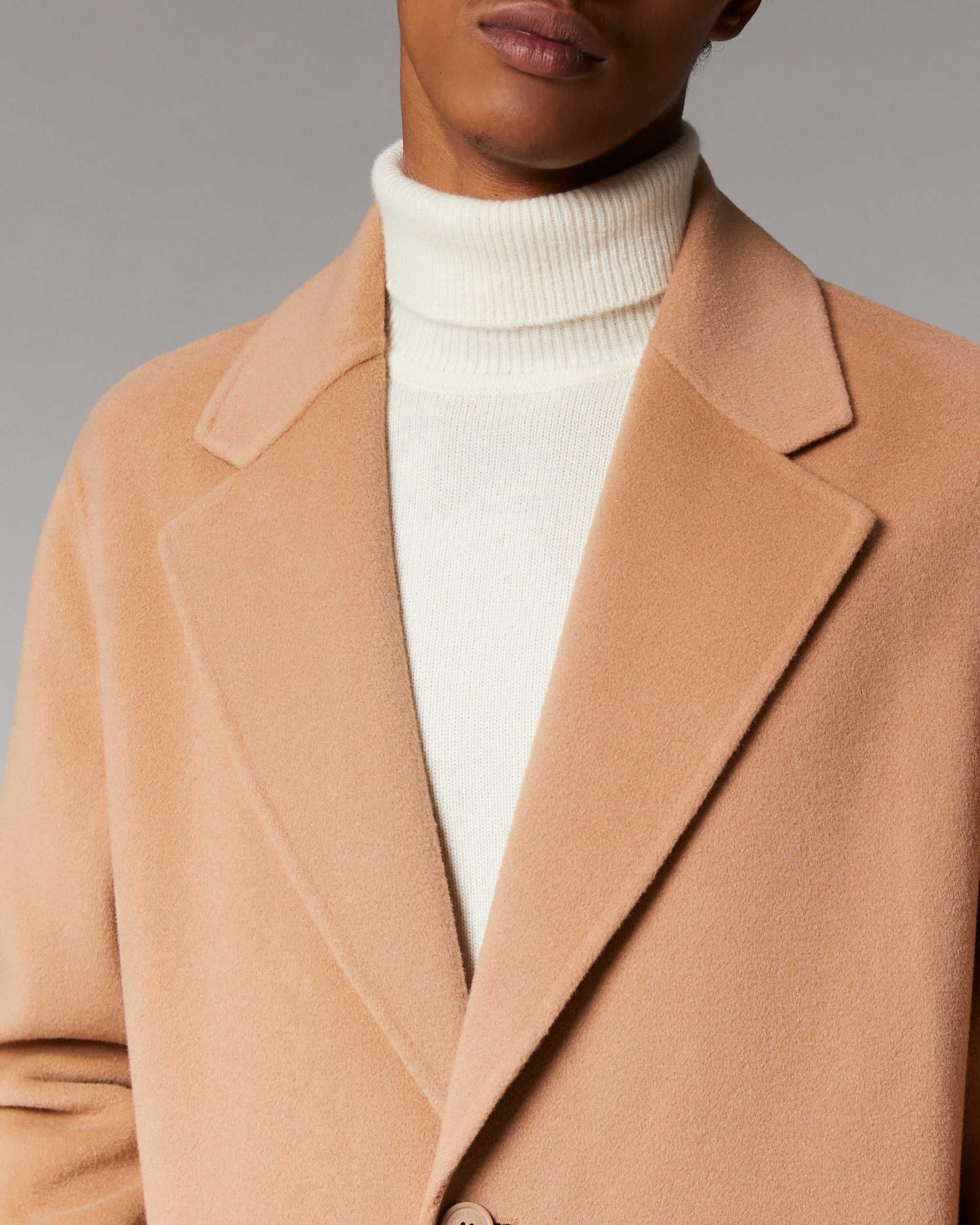 Manteau long double face en laine - Camel