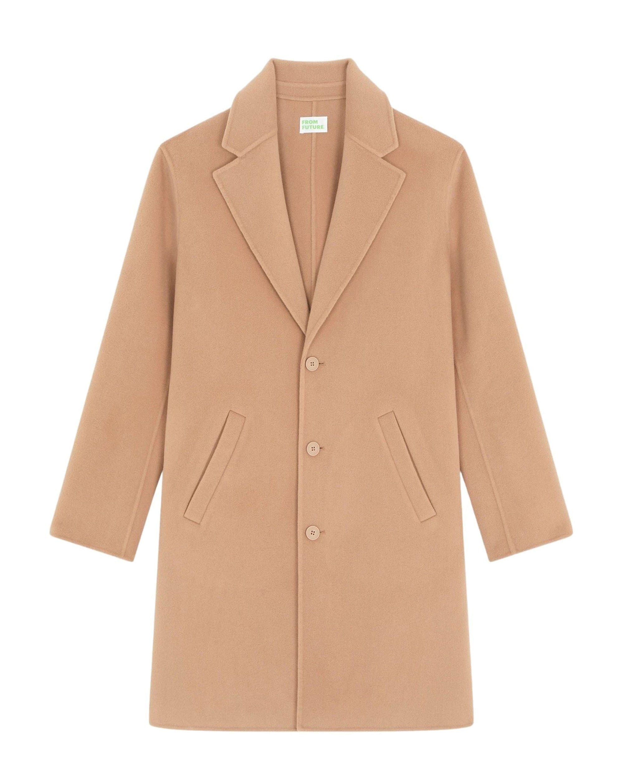 Manteau long double face en laine - Camel