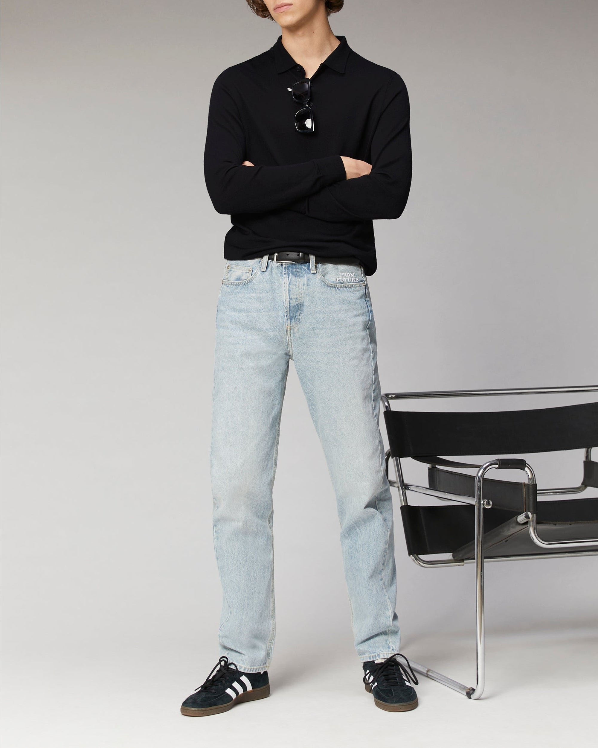 ZZ HORS LIGNE Merino wool polo jumper - Moonlight Blue