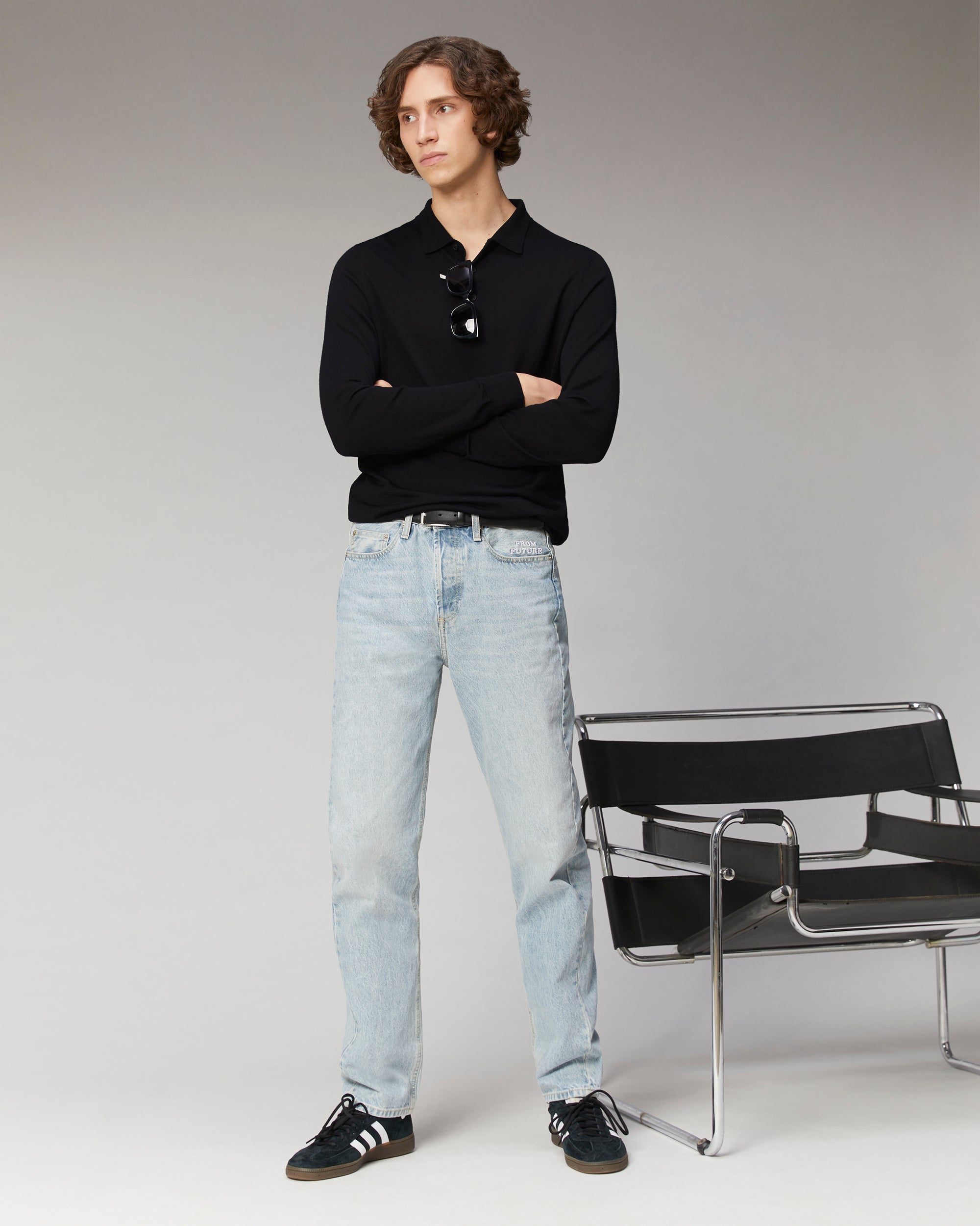 MOONLIGHT BLUE / DJV / QTY : 0 / Pull Col Polo Basique - Moonlight Blue