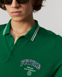 Pull à col polo College en laine - Forest Green