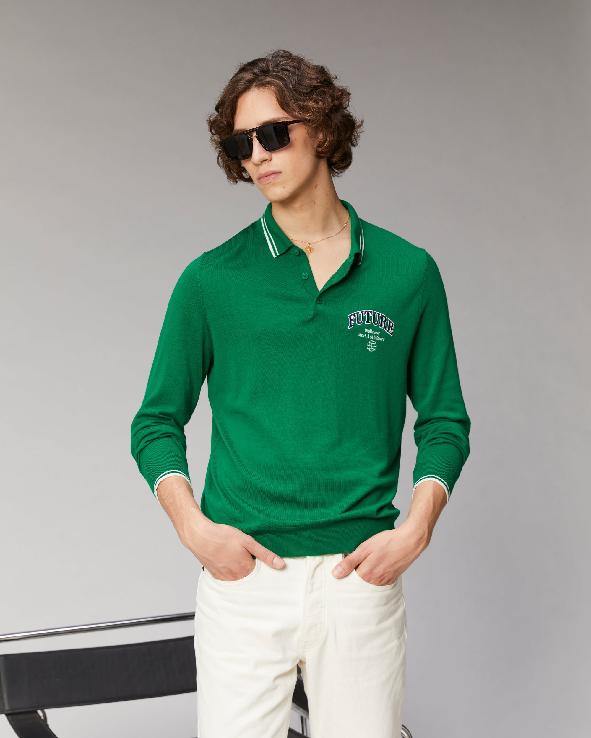 FOREST GREEN / DJV / QTY : 3 / Pull Col Polo College - Forest Green
