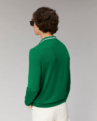 Pull à col polo College en laine - Forest Green