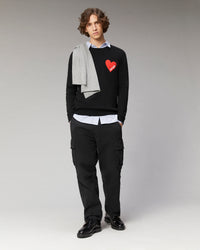 NOIR / NEW / QTY : 1 / Pull Col Rond Coeur - Noir