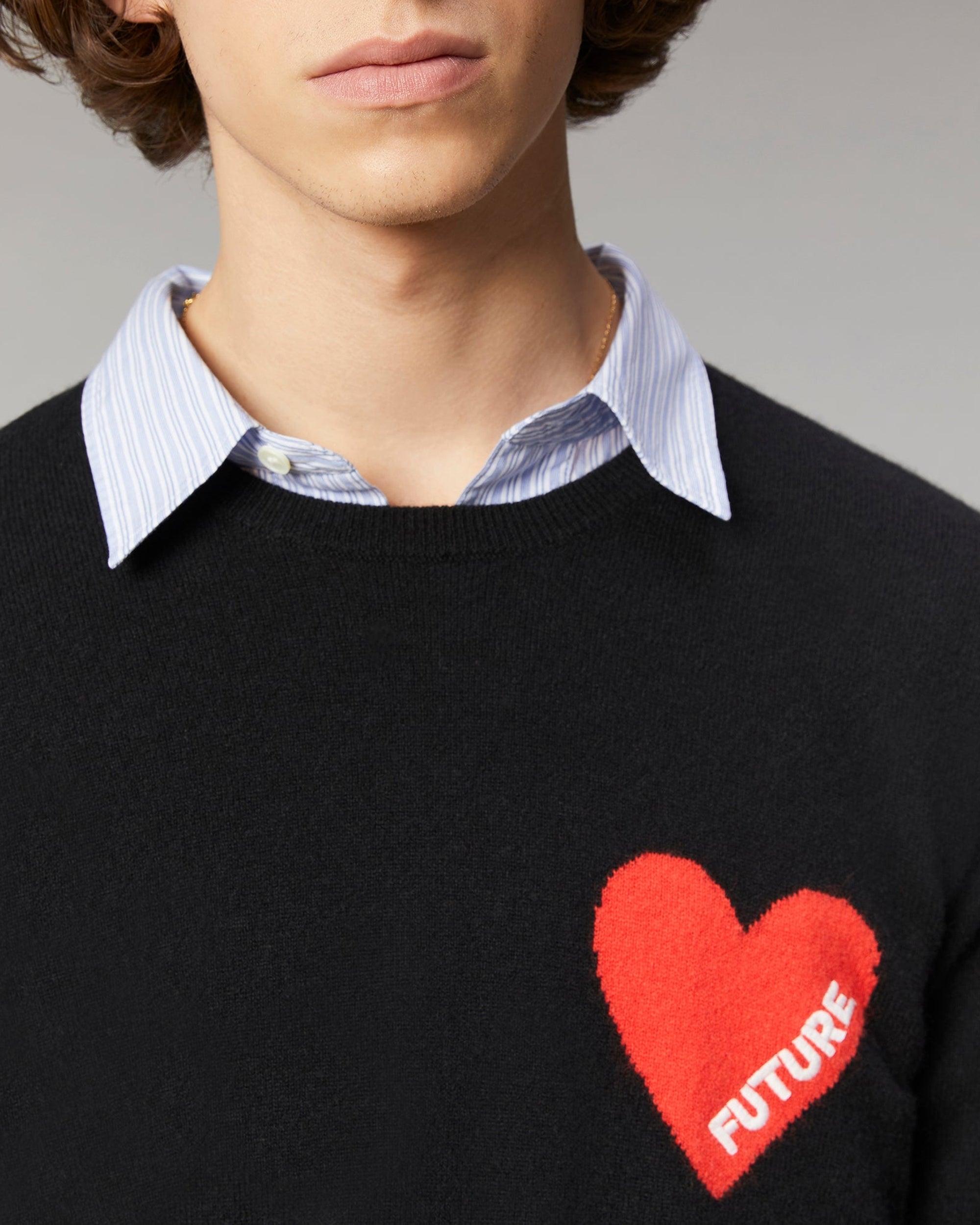 Pull à col rond Coeur en cachemire - Noir