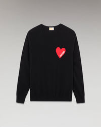 NOIR / NEW / QTY : 1 / Pull Col Rond Coeur - Noir