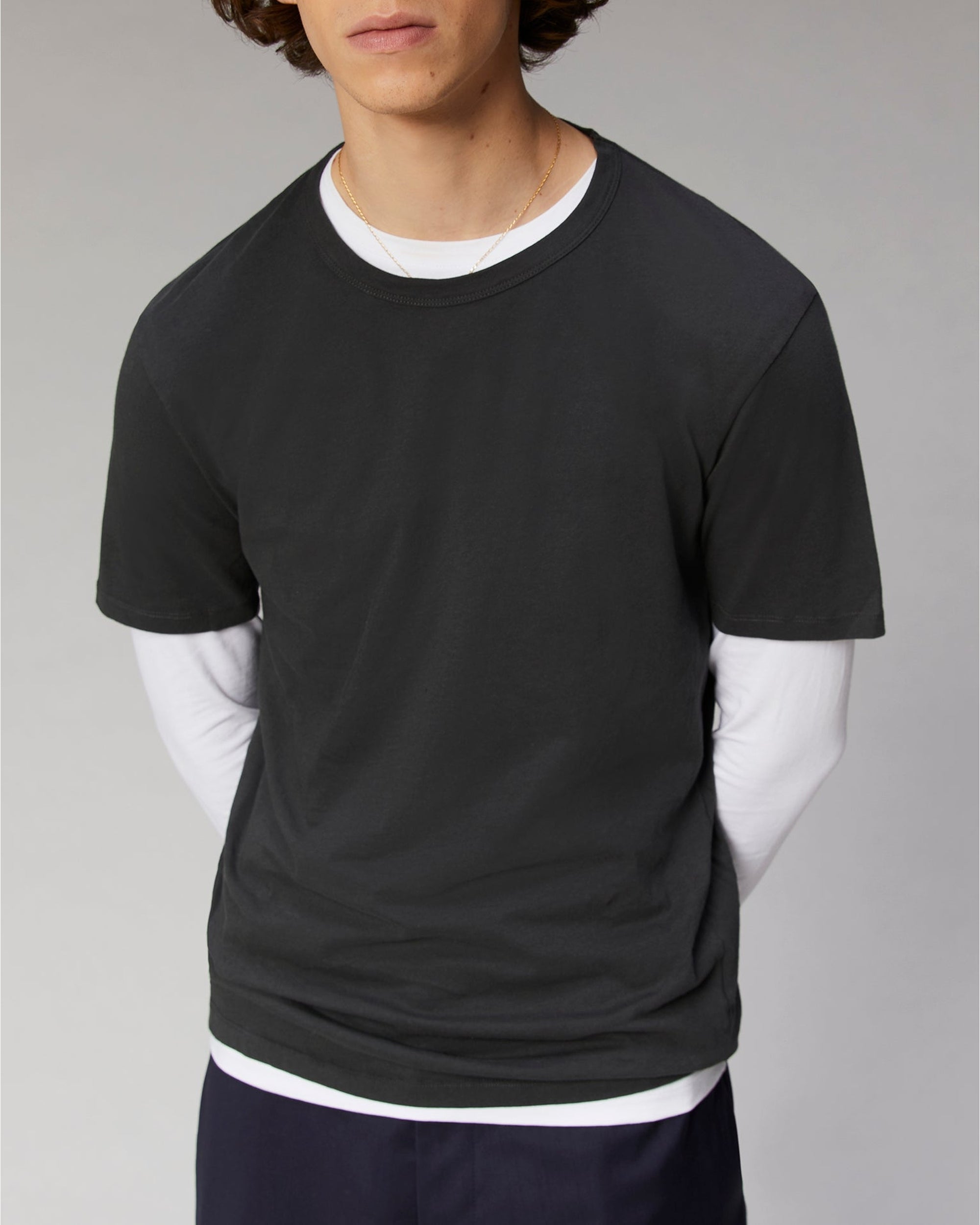T-shirt à col rond basique - Anthracite