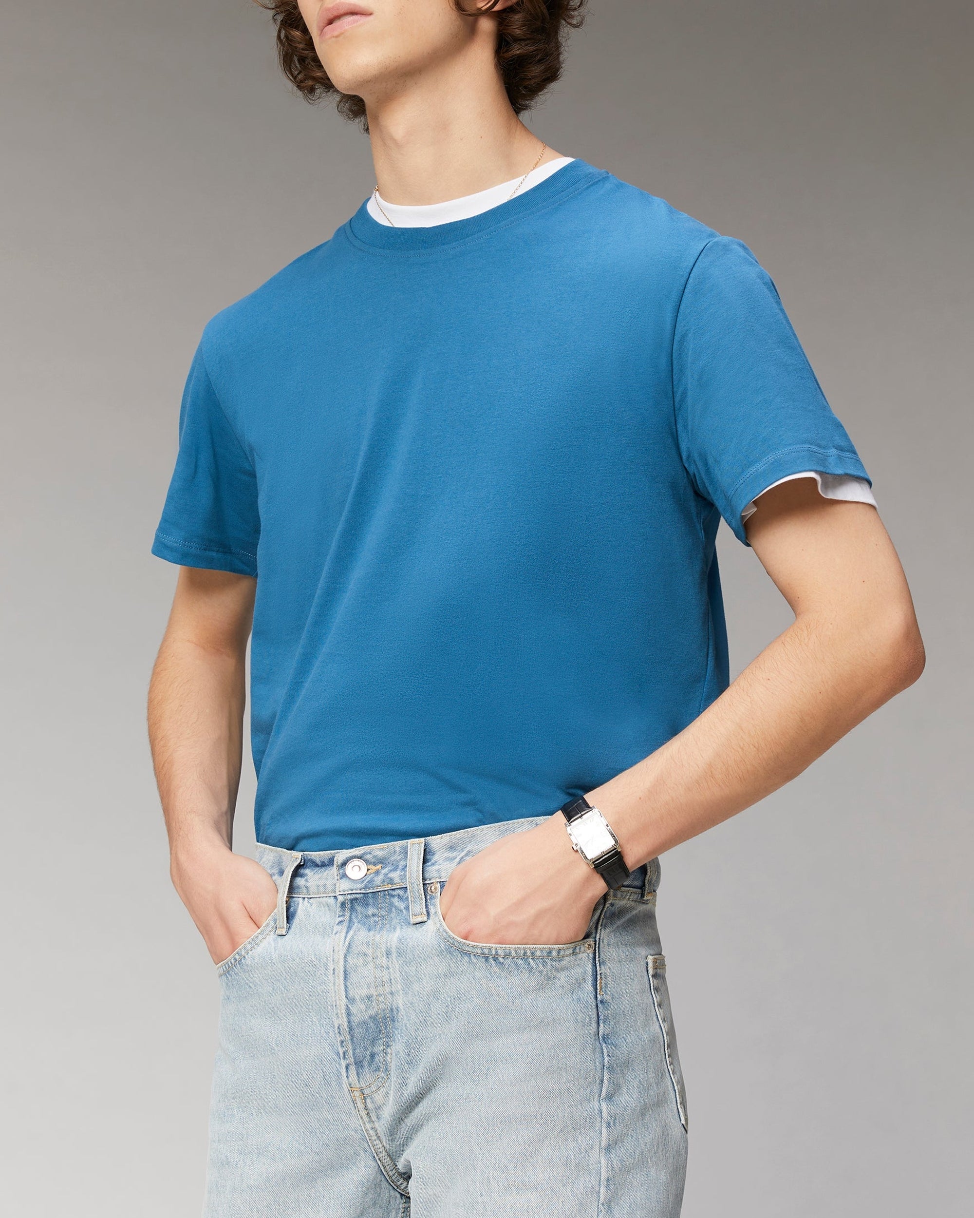 Oversized round-neck T-shirt - Prussian Blue