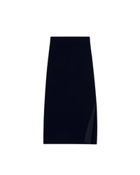 NAVY / DJV / QTY : 0 / Jupe Mi-Longue à Côtes Fendue - Navy