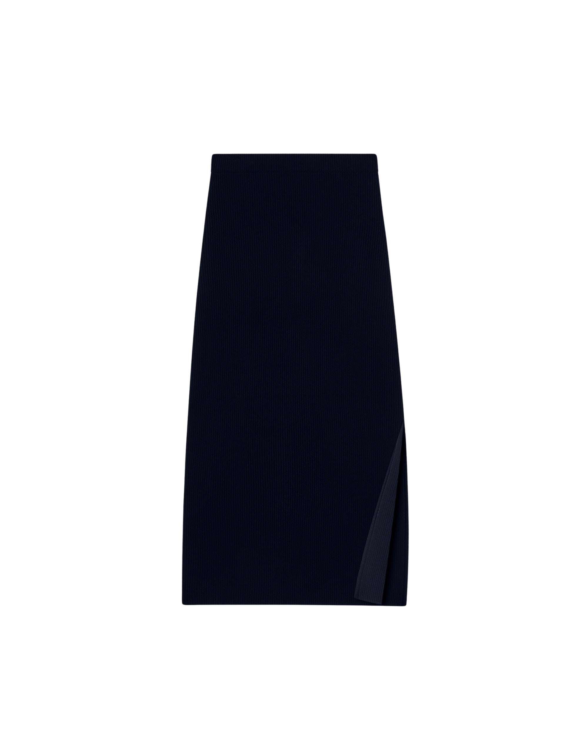 NAVY / DJV / QTY : 0 / Jupe Mi-Longue à Côtes Fendue - Navy