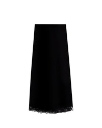 Mid-length silk lace skirt - Black