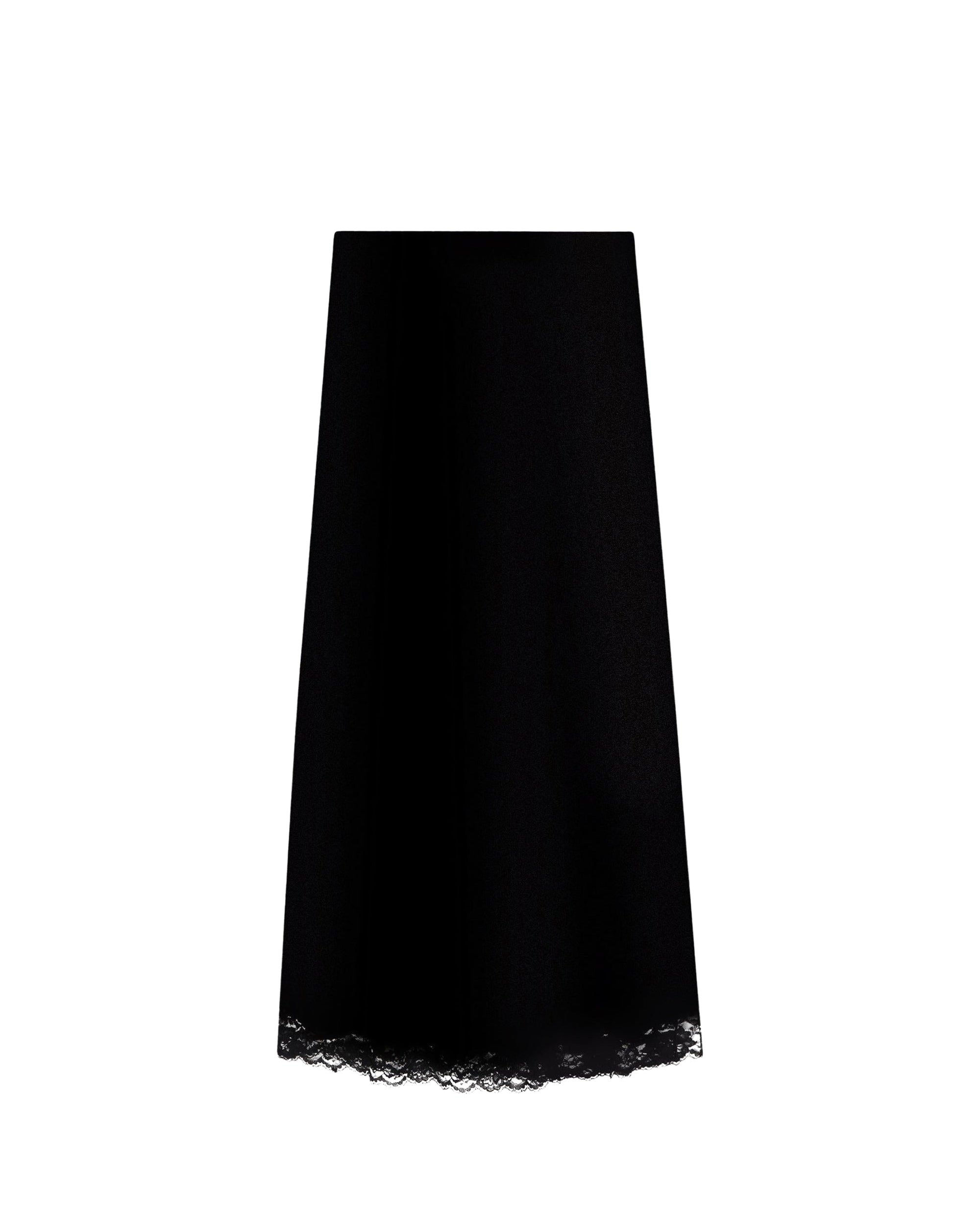 Mid-length silk lace skirt - Black