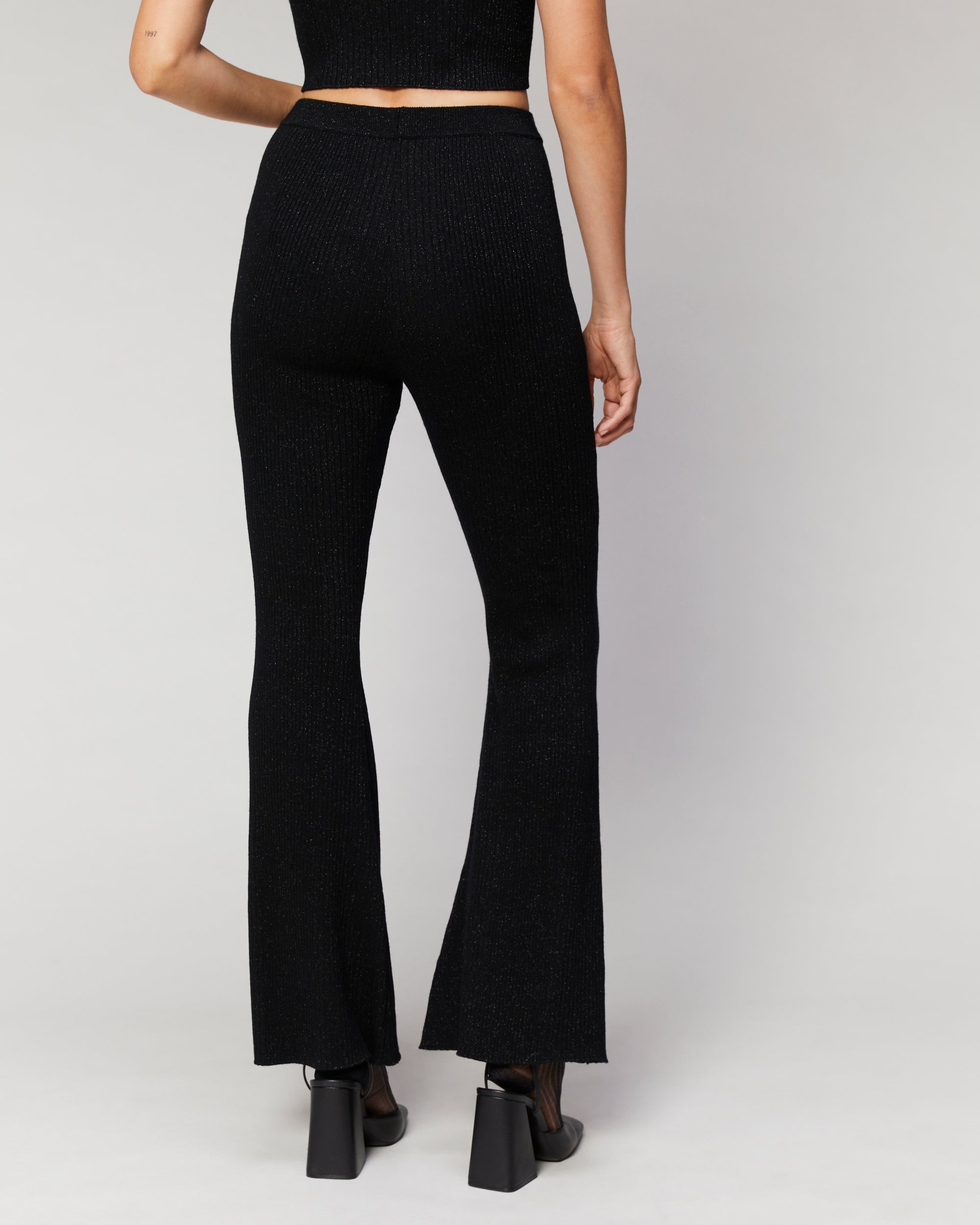 NOIR / DJV / QTY : 1 / Pantalon Flare Metallisé - Noir
