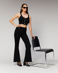 NOIR / DJV / QTY : 1 / Pantalon Flare Metallisé - Noir