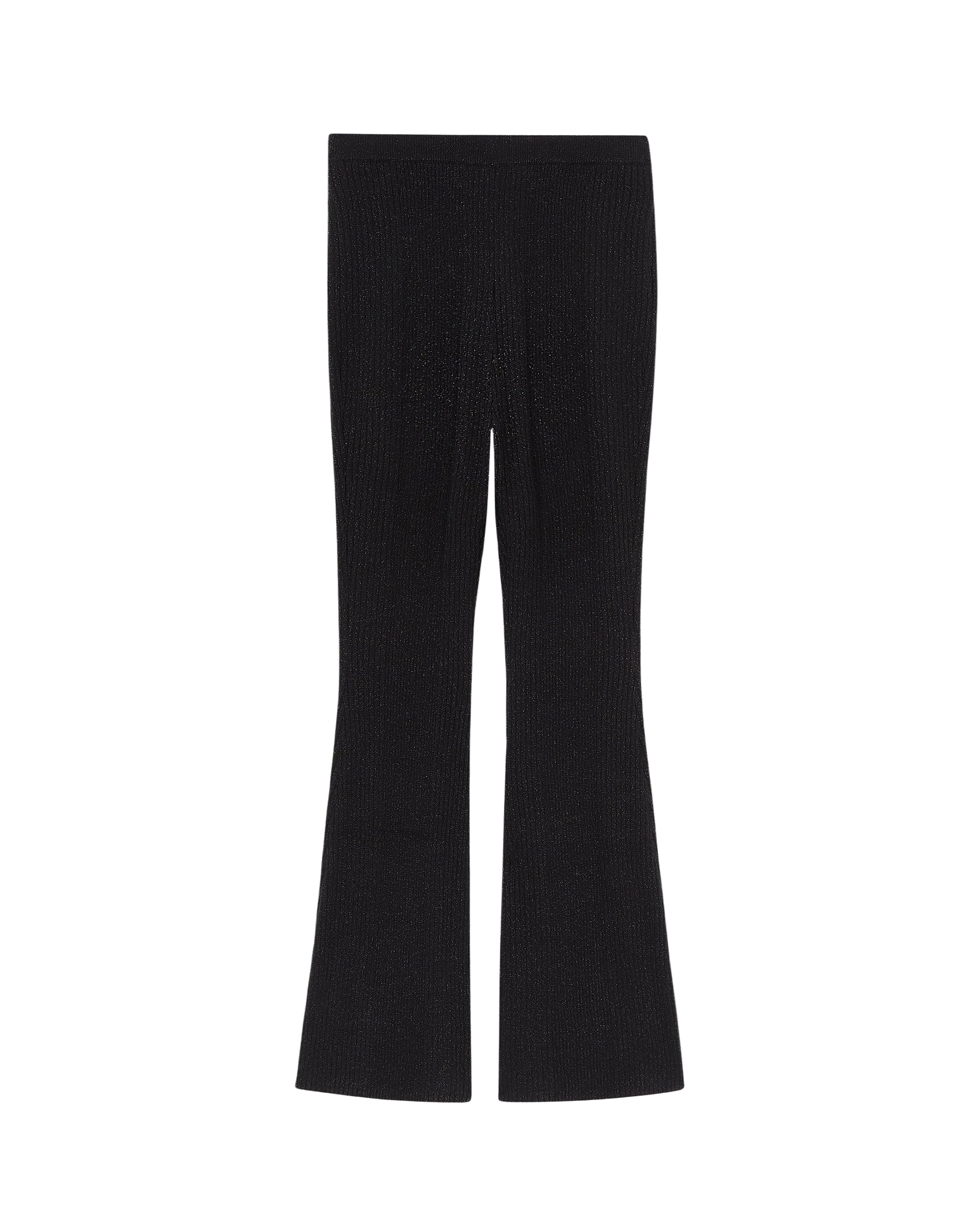 Pantalon flare Metallisé en laine - Noir