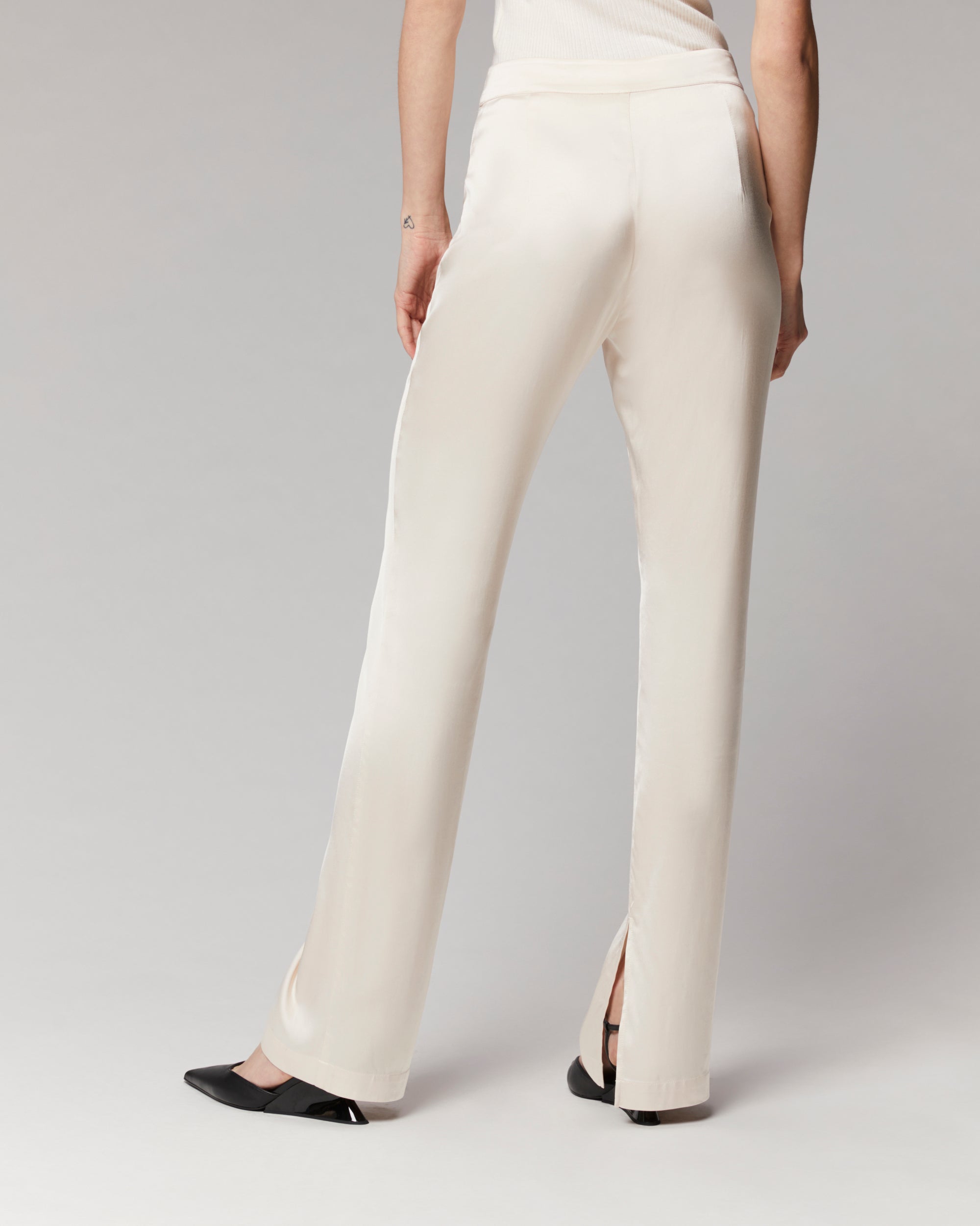 Pantalon flare satinée - Champagne