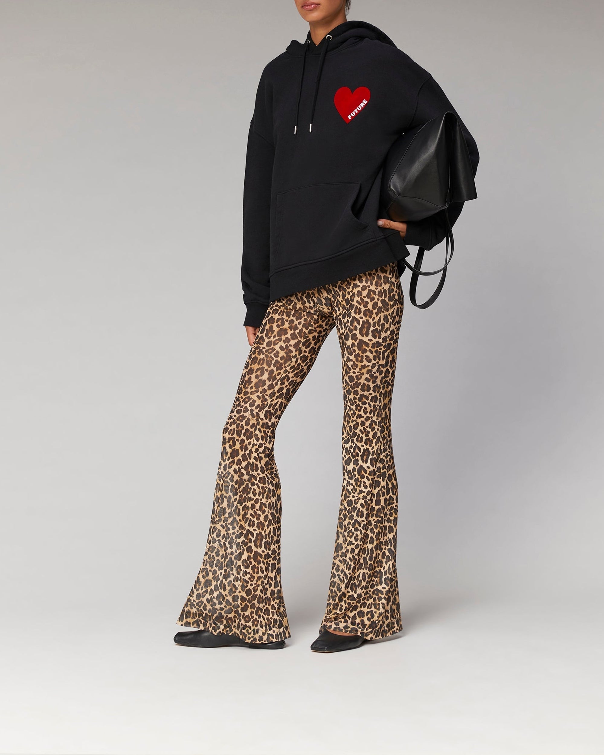 Mesh Print Flare Pants - Winter Leopard