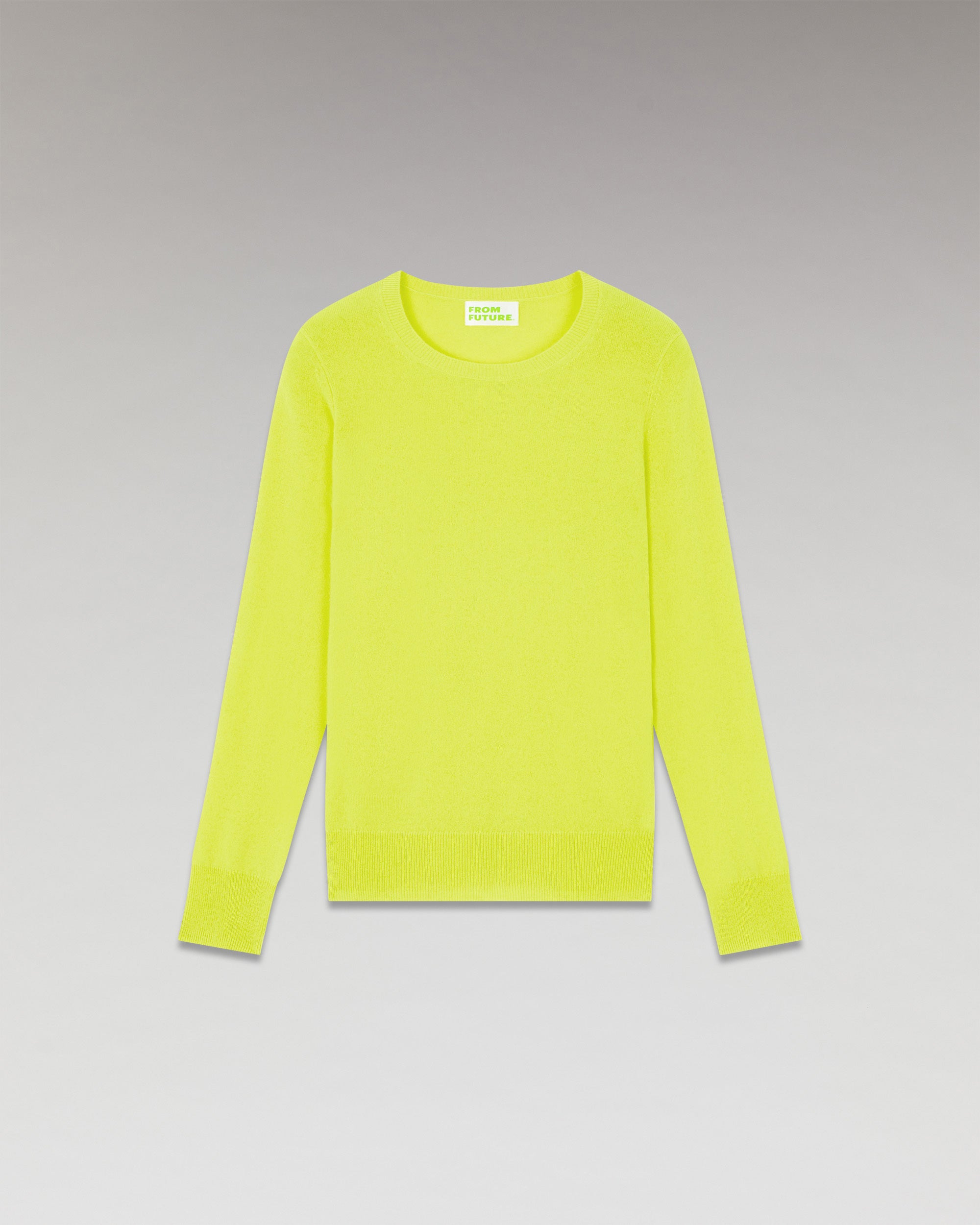 JAUNE FLUO / NEW / QTY : 1 / Pull Col Rond Basique - Jaune Fluo