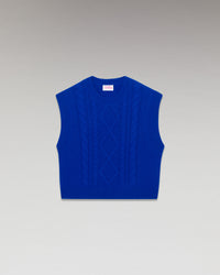 POP BLUE / NEW / QTY : 1 / Pull Sans Manche Torsades - Pop Blue