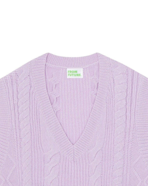 SWEET LILAC / DJV / QTY : 0 / Pull Sans Manche Torsades - Sweet Lilac