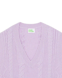 ZZ HORS LIGNE Pull sans manche à torsades en cachemire - Sweet Lilac