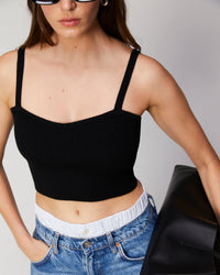 GRIS CHINE FONCE / DJV / QTY : 1 / Top Bretelle À Côtes Decollete Coeur - Gris Chine Fonce