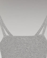 GRIS CHINE FONCE / DJV / QTY : 1 / Top Bretelle À Côtes Decollete Coeur - Gris Chine Fonce