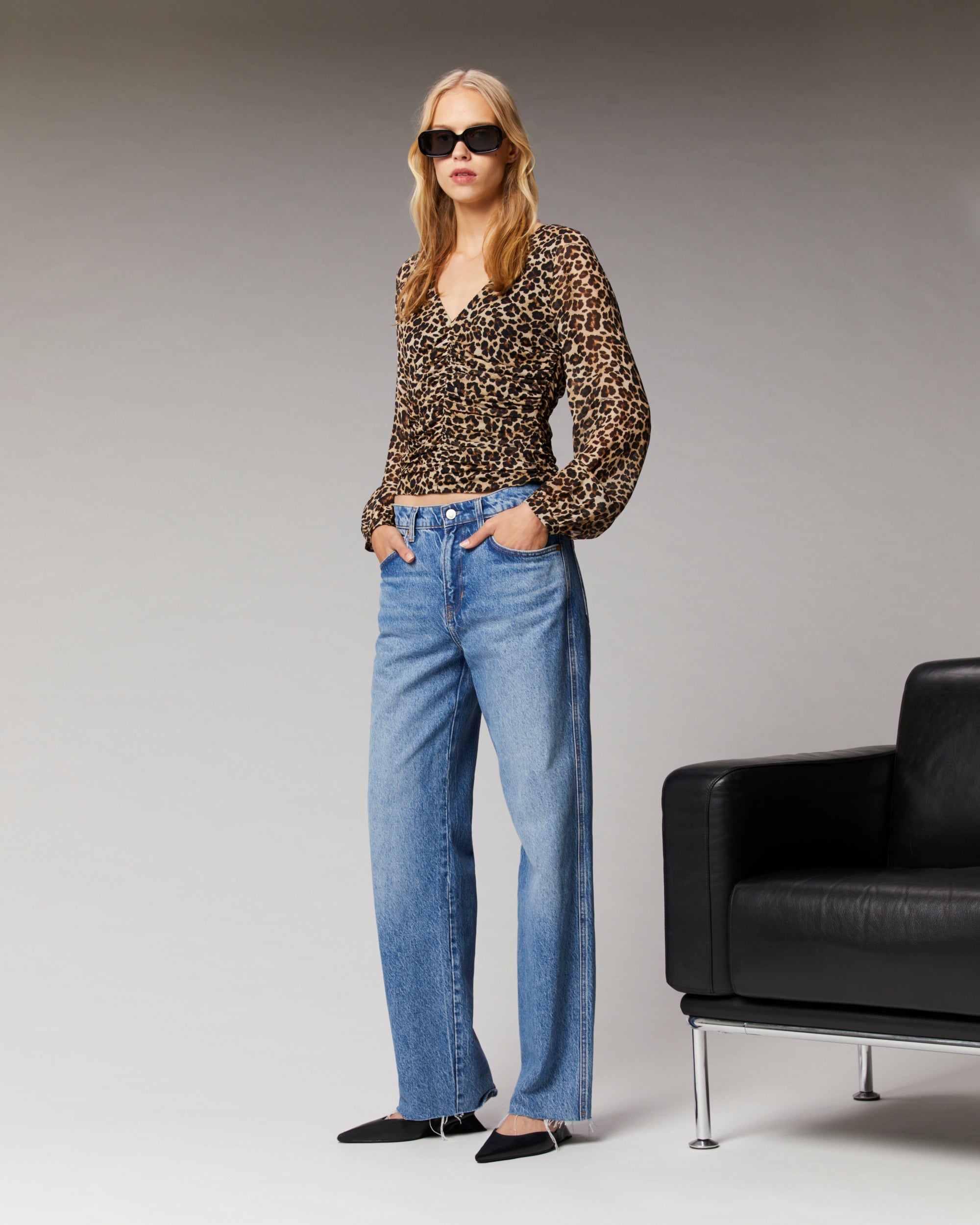 WINTER LEOPARD / DJV / QTY : 11 / Top Manches Longues Smocke - Winter Leopard