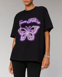 T-shirt à col rond Papillon - Noir