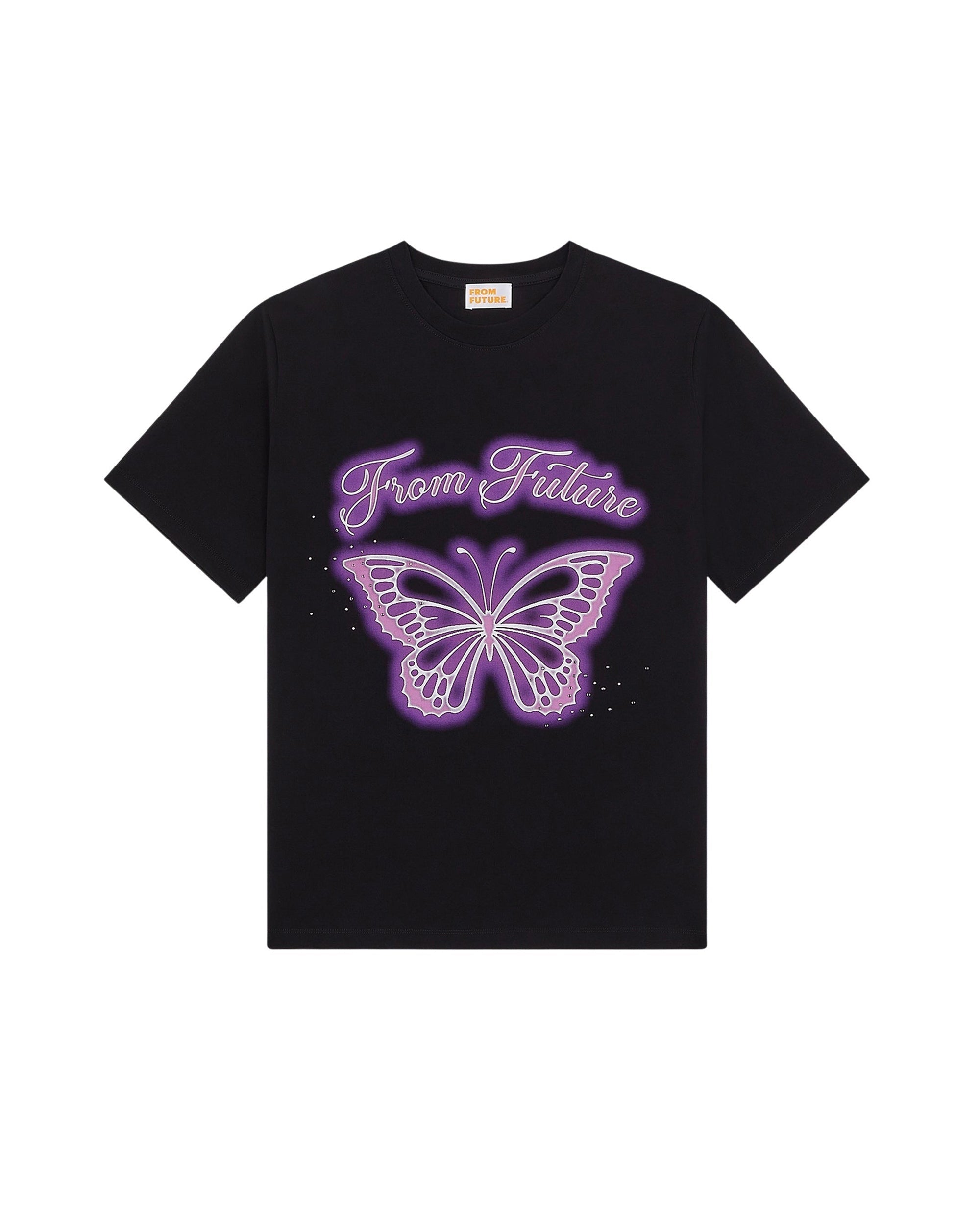 T-shirt à col rond Papillon - Noir