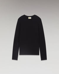 NOIR / NEW / QTY : 2 / T-Shirt Col Rond Basique Manches Longues - Noir