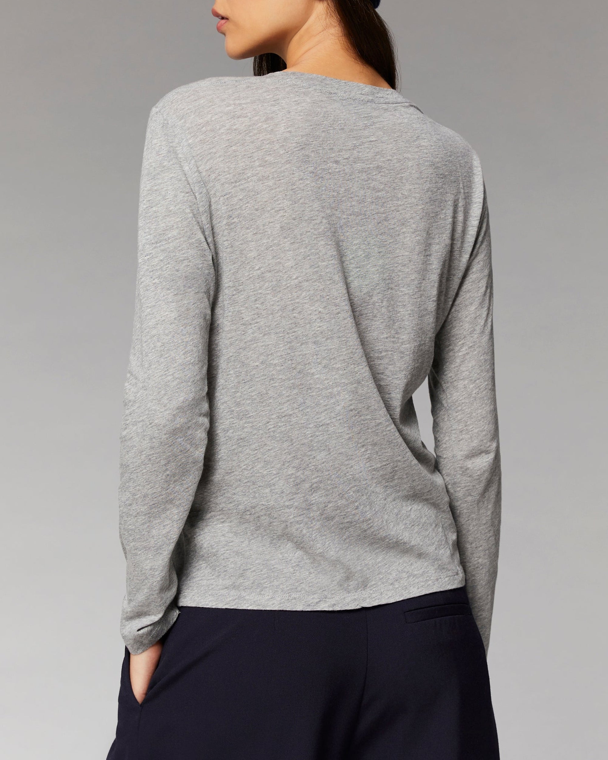 T-shirt à col rond - Gris Chiné Foncé