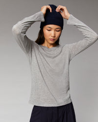 GRIS CHINE FONCE / NEW / QTY : 1 / T-Shirt Col Rond Basique Manches Longues - Gris Chine Fonce