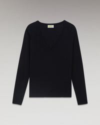 NOIR / NEW / QTY : 0 / T-Shirt Col V Manches Longues Basique - Noir