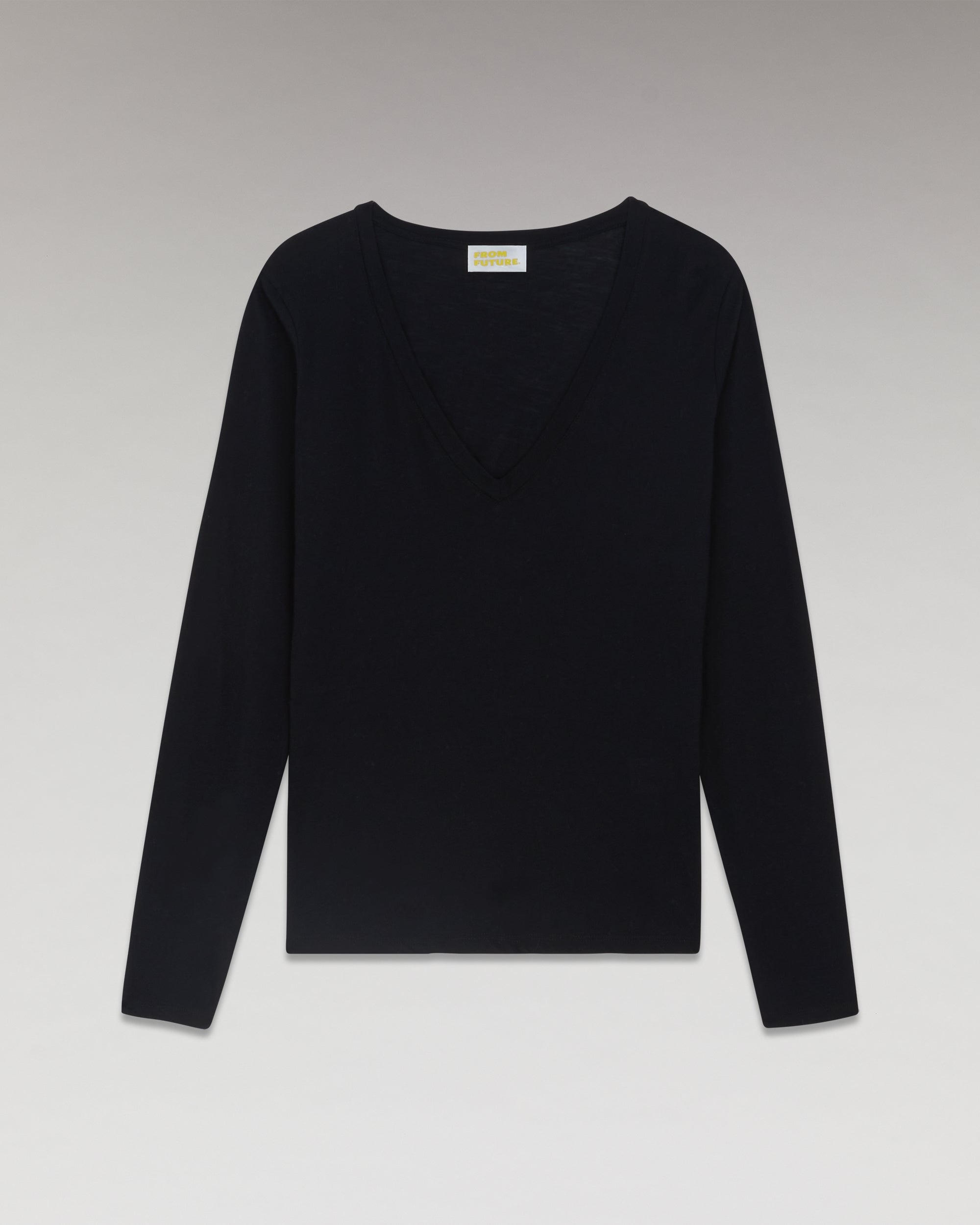 NOIR / NEW / QTY : 0 / T-Shirt Col V Manches Longues Basique - Noir