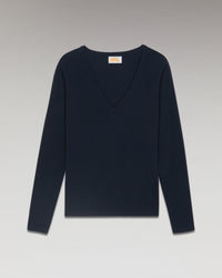 NAVY / NEW / QTY : 0 / T-Shirt Col V Basique Manches Longues - Navy