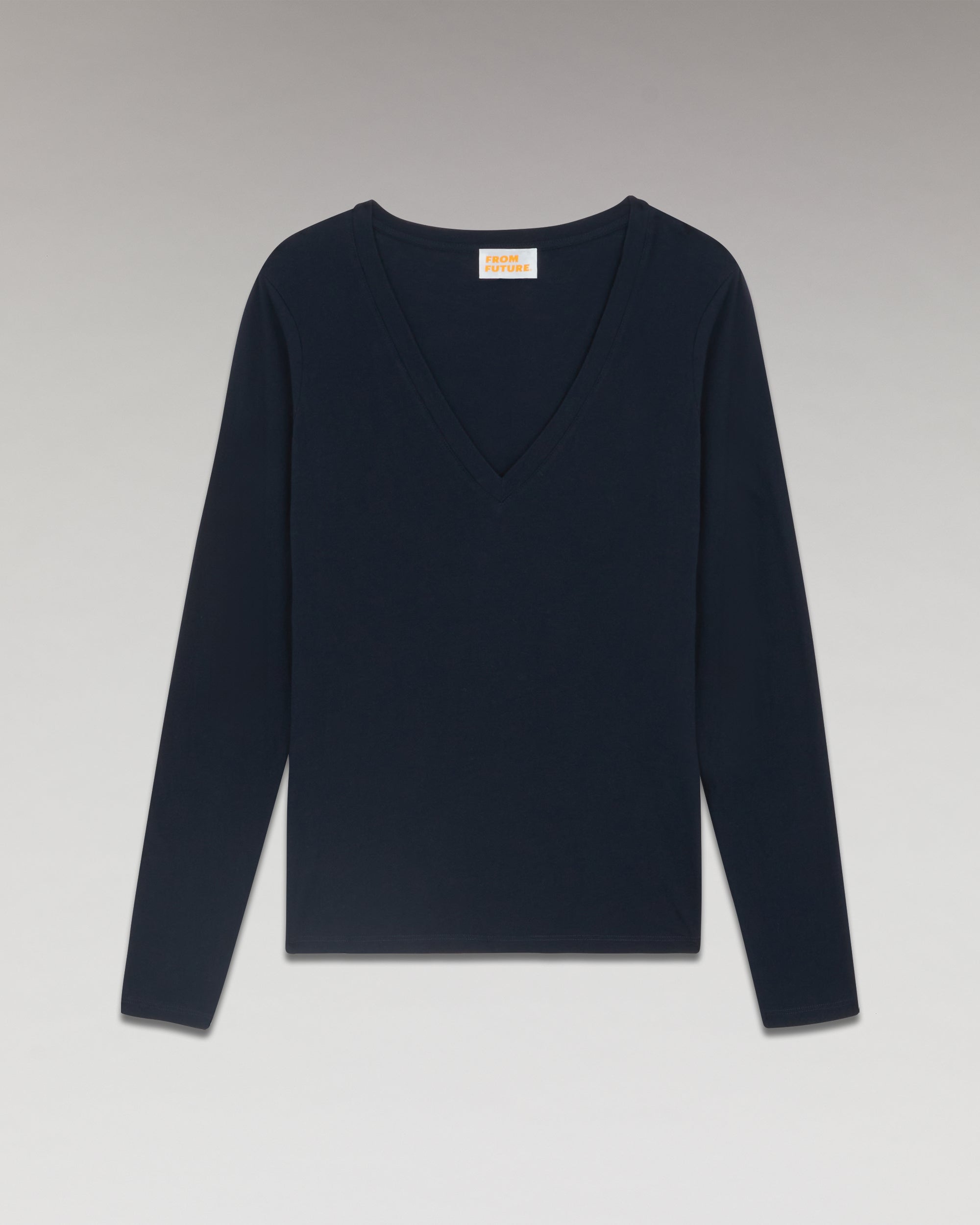 NAVY / NEW / QTY : 0 / T-Shirt Col V Basique Manches Longues - Navy