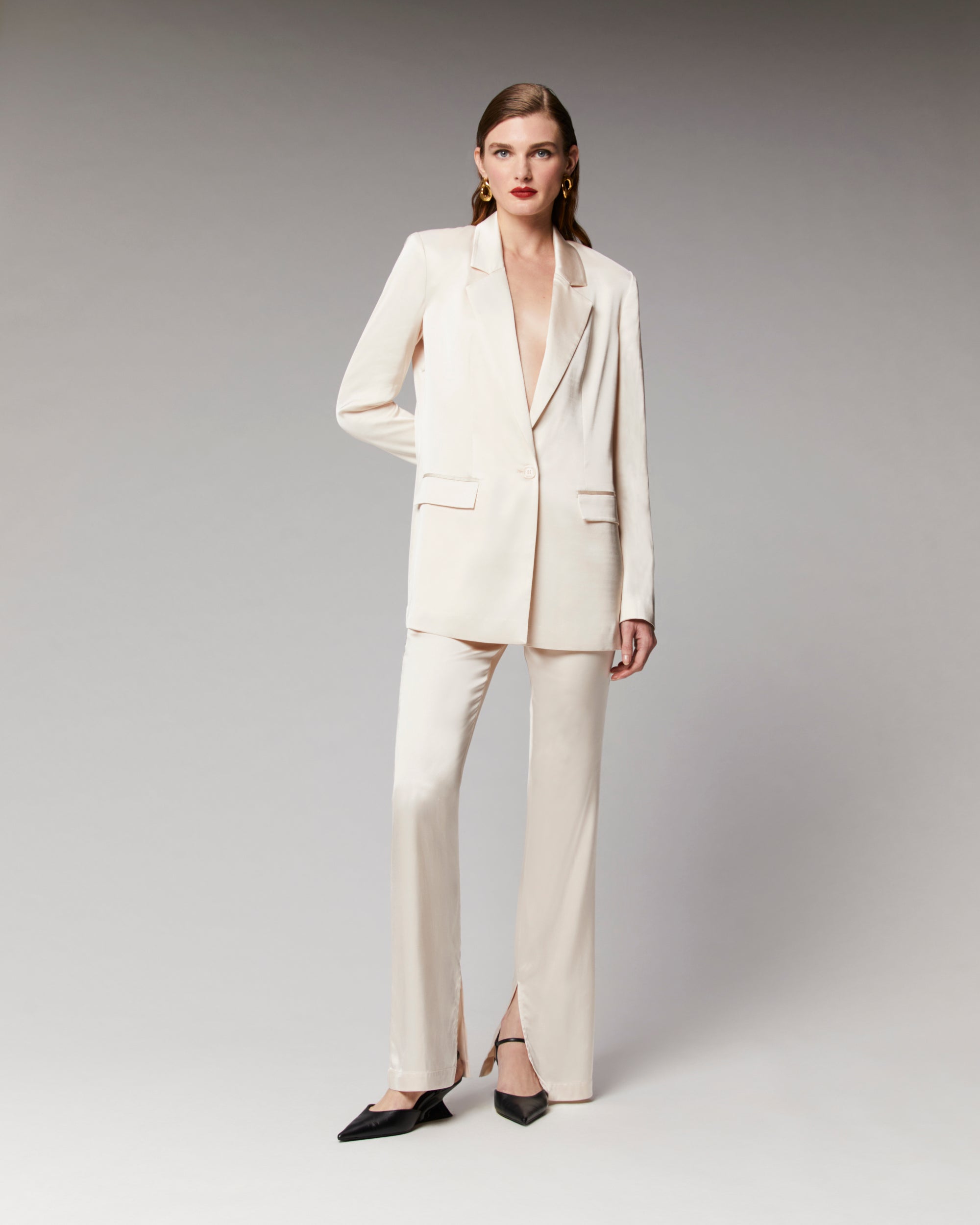 CHAMPAGNE / DJV / QTY : 2 / Veste Blazer Satinée - Champagne