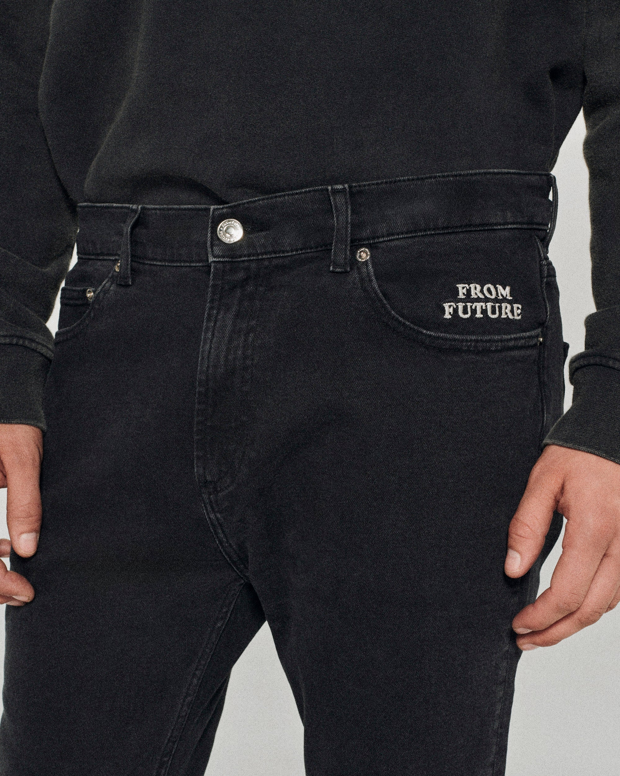 Pantalon skinny John en denim - Washed Black
