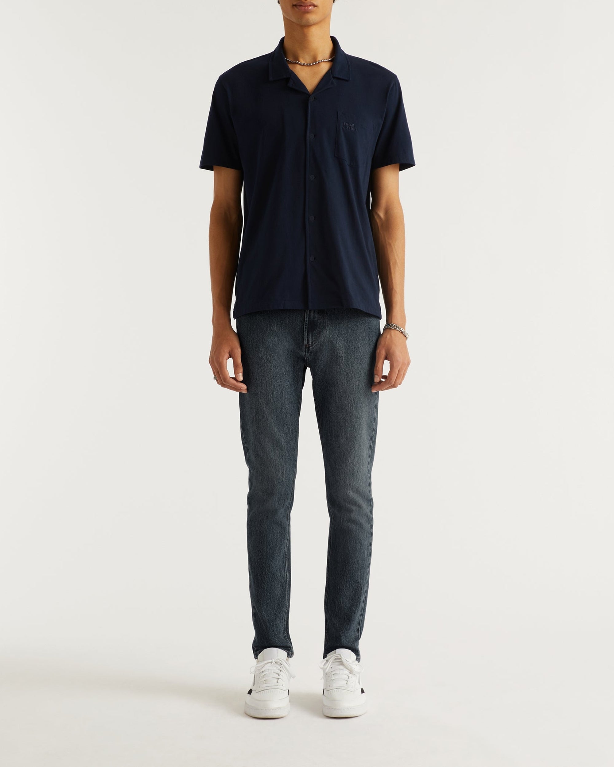 Pantalon skinny John en denim - Bleu Foncé