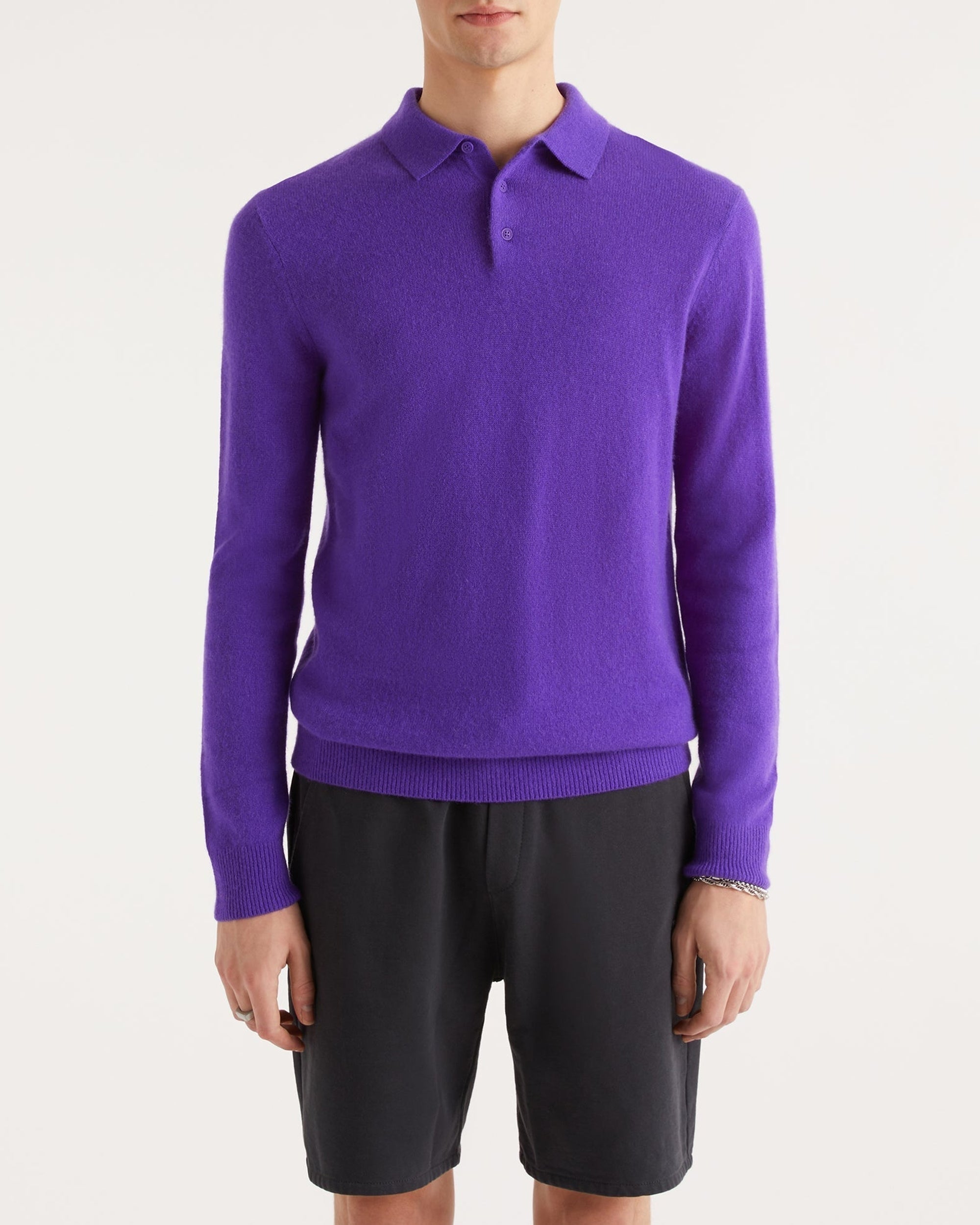 Pull à col polo en cachemire - Neon Purple