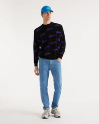 NOIR / DJV / QTY : 8 / Pull Col Rond Oversize Future All-Over - Noir